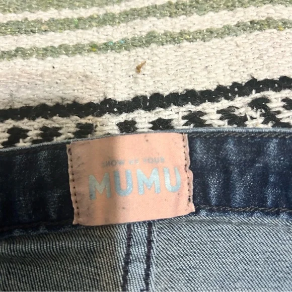 Show me your mumu bell bottom jeans high waisted dark wash size 30 square pocket - Picture 7 of 9